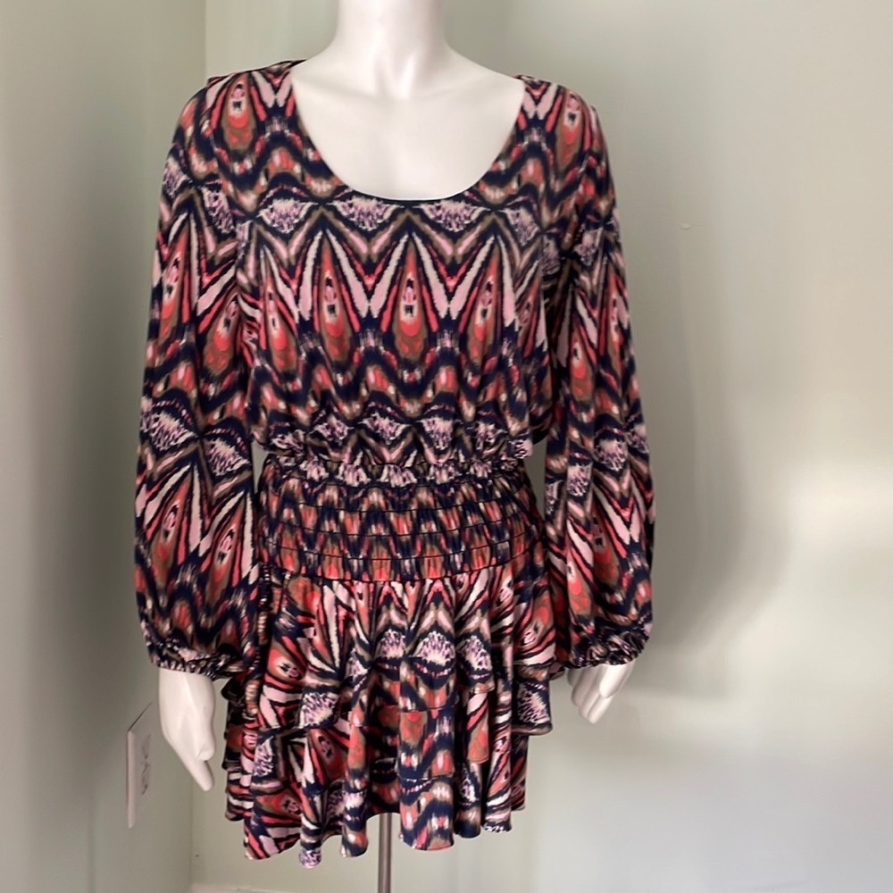 T bags Los Angeles long sleeve tiered hem dress